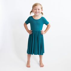 Cut from soft, stretchy bamboo fabric, this twirl dress features a full skirt so your toddler can spin in style. The classic design of the dress can easily be dressed up or down, making it the perfect everyday outfit. 97% Rayon made from Bamboo, 3% Spandex 240 gsm creates a flattering drape Ballerina neckline Toddler Bag, Twirl Dress, Everyday Outfit, Bamboo Fabric, Full Skirt, Dusty Rose, Socks Women, Matching Sets, Everyday Outfits