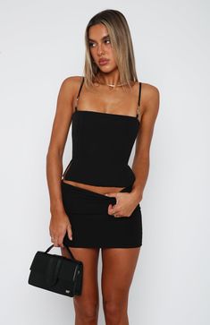 The Show Favourite Bustier Black. Head online and shop this season's latest styles at White Fox. Express delivery and AfterPay available. Outfits For Club Night Going Out, 21 Birthday Outfit, Black Going Out Tops, W Pictures, Perspex Heels, Types Of Aesthetics, Bachelorette Outfits, Straight Neckline, Causual Outfits