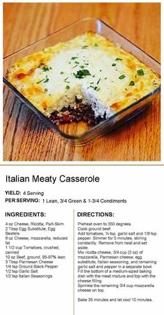 an italian meat casserole recipe with instructions