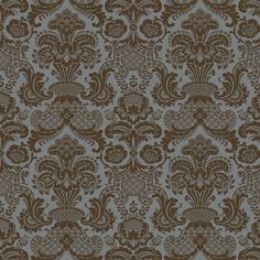 a brown and gray wallpaper with an ornate design