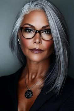 25 Elegant Gray Hairstyles with Lowlights for Women Over 50 Colored Gray Hair, Silver Hair With Highlights, Long Layered Grey Hair, Shoulder Length Silver Hair, Medium Length Gray Hair Over 50, Shoulder Length Hair Over 50, Grey Hair Long Bob, Shoulder Length Hair Color Ideas, Gray Hair With Lowlights Over 50