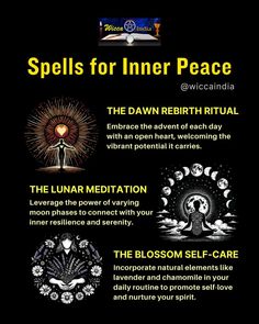 a poster with the words spells for inner peace