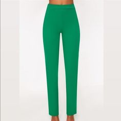 New With Tags Prettylittlething Green Straight Trouser Pants Sz 8 High Rise Pull On Style Elastic Waist Measurements When Laid Flat Waist 12.5in (Elastic) Rise 13in Inseam 34.5in No Trades Offers Welcome Spring Green Elastane Pants, Green Elastane Trousers, Spring Party Dress Pants In Elastane, Trendy Green Elastane Pants, Spring Party Dress Pants Made Of Elastane, Spring Party Dress Pants, Spring Party Straight Leg Leggings, Green High Waist Stretch Dress Pants, High Waist Stretch Green Dress Pants