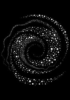 an abstract black and white photo with dots in the center, on a dark background