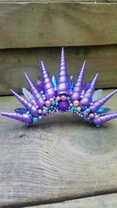 "Handmade with real select seashells. In tones of metallic purple with mixed bubble gum drop Pearl's in pinks, purples and cream. Garnished also with swarvoski Crystal's and glass purple mixed beading. All made on a 5\" metal hair comb .*This is a made to order item. Using natural items like shells and crystals means they are not all exactly like the picture due to sizes of shells and crystals and availability of jewels but each will be made as close as possible to one pictured and each will be Purple Seashell, Glamrock Bonnie, Gum Drop, Hair Challenge, Custom Crown, Spiral Shell, Stuck Inside, Gum Drops