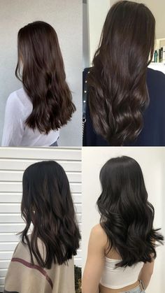 Dark Hair Color Chart, Dark Brown Hair For Cool Skin Tones, Autumn Skin Hair Color, Dark Brown Hair With Cool Undertones, Smokey Dark Brown Hair, Dark Brown Hair All Over Color, Dark Brown Hair Solid, Dark Hair Cool Tones, Black To Chocolate Brown Hair