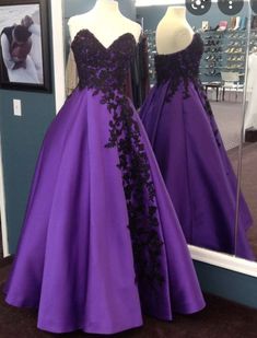 purple prom dresses with black lace Purple Prom Dresses, Pageant Dresses For Teens, Sleeveless Prom Dress, Purple Prom, Purple Dresses, Purple Prom Dress, Sweetheart Prom Dress, Prom Dresses Sleeveless, Satin Prom Dress