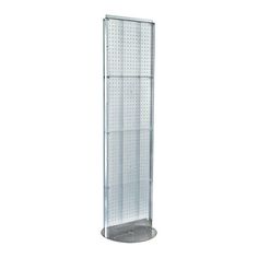 a tall metal rack with holes on it