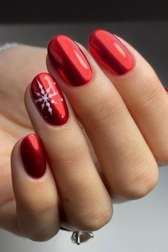 Red Chrome Nails, Nail Art Noel, Red Manicure, Chrome Nails Designs, Red Nail, Dipped Nails, Xmas Nails