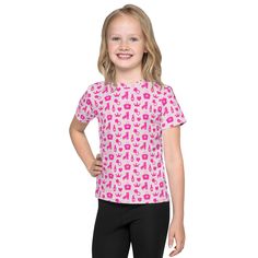 Colorful design that looks great, and a fit that allows the kiddos to participate in all of their favorite activities and be comfy the whole time. The ultimate kids tee. * 95% polyester, 5% elastane  * Premium knit mid-weight jersey * Four-way stretch fabric that stretches and recovers on the cross and lengthwise grains * Regular fit * Crew neck FAMILY MATCHING OUTFITS: Please send us a message for your designs or send us a theme (barbiecore, mermaidcore, unicorn, cars, etc) and we will send you Fitted Short Sleeve T-shirt For Playwear, Pink Short Sleeve T-shirt For Playtime, Pink Fun T-shirt For Playtime, Playful Fitted T-shirt With Character Print, Pink Pre-shrunk T-shirt For Playtime, Fitted Pink T-shirt With Character Print, Pink Graphic Tee For Playtime, Playful Pink T-shirt For Playwear, Fun Crew Neck T-shirt For Playwear