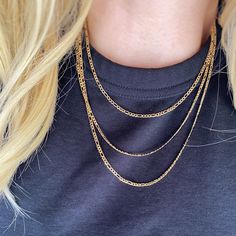 The 18k Gold Filled Figaro Chain is a must-have for those who appreciate classic style. Its timeless elegance exudes sophistication and makes a bold statement when paired with any outfit. Metal: 18k Gold Filled Available sizes: 16, 18, 20, 22, and 24 inches Hypoallergenic jewelry - Nickel Free Water-resistant Rigorously manufactured under CA Prop 65 and EU standards Made in Brazil We carry the matching anklet here Gold Curb Chain Jewelry For Layering, Layering Yellow Gold Curb Chain Jewelry, Yellow Gold Curb Chain Jewelry For Layering, Classic Curb Chain Necklace For Layering, Figaro Chain Necklace With Oval Links, Yellow Gold Chain Necklace With Figaro Chain For Layering, Figaro Chain, Hypoallergenic Jewelry, Figaro Chains