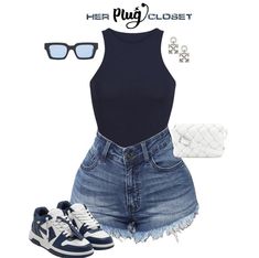 Summer Swag Outfits Women, Baddie Polyvore Outfits, Baddie Outfits Night Out Summer, Day Time Outfits Summer, Simple Outfit Black Women, Summer Outfit With Shorts, Her Plug Closet, Cute Simple Outfits Summer