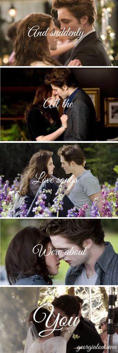 the twilight saga is shown in three different frames, including one with an image of edward and