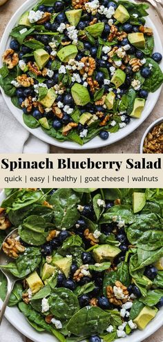 spinach blueberry salad with avocado and walnuts