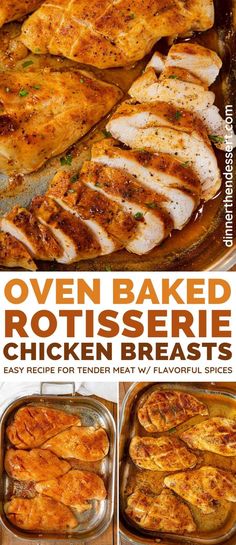 Skip the Grocery Store! Bake Rotisserie Chicken Breasts! #chicken #mealprep #dinner #dinnerthendessert Oven Baked Rotisserie Chicken, Rotisserie Chicken Seasoning, Mealprep Dinner, Keto Favorites, Rotisserie Chicken Breast, Crockpot Chicken Breast, Heart Recipes, Easy Dinner Recipes Crockpot, Easy Chicken Breast