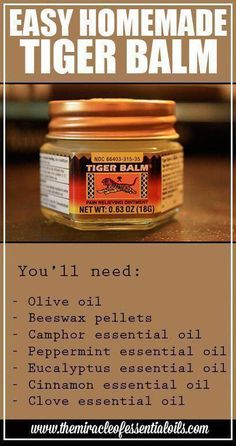 Balm Recipe, Homemade Essential Oils, Homemade Essential Oil, Tiger Balm, Oil Blends, Natural Health Remedies, Peppermint Essential Oil