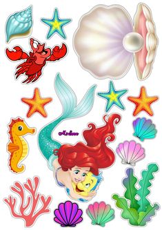 the little mermaid stickers are all different shapes and sizes, but one is not in color