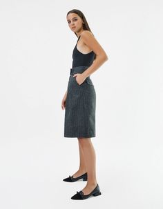 High-waisted knee-length shorts IPANTS.A wide waistband along with front pleats highlight the waist and make it visually thinner. Bermuda shorts are made from 100% striped wool in dark grey color and have an extra lining to be more pleasant to the body. Shorts have comfortable side pockets and faux pockets on the back. Belt loops, zip, and hook-and-eye closures on the middle.Composition: 100% woolLining: 100% viscoseCare: We recommend a professional dry clean. Do not wash. Do not bleach. Do not Body Shorts, Knee Length Shorts, Dark Grey Color, Wide Waistband, Grey Color, Bermuda Shorts, Dark Grey, Knee Length, Gray Color