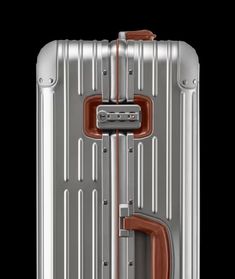 Original Check-In L Twist Suitcase in Silver & Brown | RIMOWA Rimowa Suitcase, Rimowa Luggage, Trumpet Case, Sample Boards, Kei Car, Buy List, Jet Plane, Travel Checklist, Tech Fashion