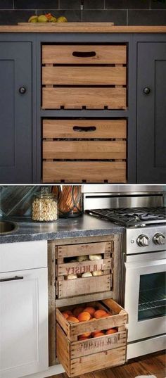 the kitchen is clean and ready to be used as a storage area for food items