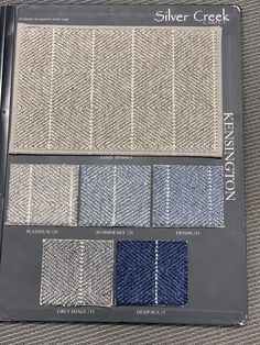 the silver creek color palette is shown in three different shades, including blue and grey