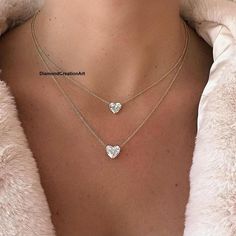 Luxury Heart-shaped Necklace With Diamond Accents, Affordable Heart Cut Necklace For Gift, Luxury Heart-shaped Solitaire Necklace For Formal Occasions, Luxury Heart Pendant Necklace With Prong Setting, Dainty Diamond Necklace With Heart Charm, Luxury Heart Cut Brilliant Solitaire Necklace, Heart Shape Diamond Necklace, Heart Shape Pendant Diamond, Heart Shaped Solitaire Diamond Necklace