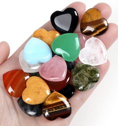 PRICES MAY VARY. 【 Basic Information 】 Specification attributes : 10 PCS Set Mini Heart Shaped Crystal -- Rose Quartz, Green Aventurine, Yellow aventurine, Black Obsidian, Tigers Eye, Black Labradorite, Red carnelian, Amazonite, Clear crystal, Thulite (Pink Green Stone). (appro.)Size : 0.8*0.8*0.24 " ; Weight : 0.03-0.05 lbs/set. Convenient to put in your pocket and hold in your hand to conduct energy guidance. It is suitable as a gift for crystal lovers, crystal beginners, craft lovers. 【 Back Beaded Beads, Meditation Gifts, Love Shape, Kraf Diy, Crystal Shapes, Craft Lovers, Special Jewelry, Mini Heart, Stone Heart