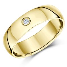 a yellow gold wedding ring with a diamond