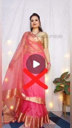 Party Wear Look In Saree, Blouse Design With Organza Saree, Wedding Saree Styles, Saree Look For Friends Wedding, Saree 2024 Trend, Single Pallu Saree Draping, Fancy Saree Draping Styles, How To Style Organza Saree, Saree Trends 2024