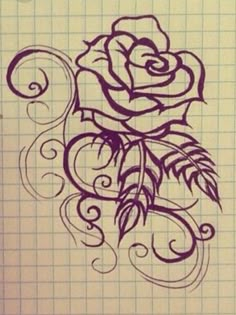 a drawing of a rose on a sheet of paper