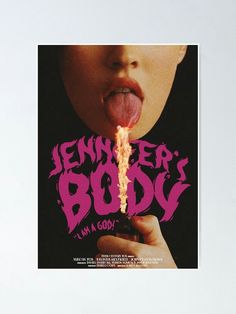 a woman sticking out her tongue with the words jenny tyler's body on it