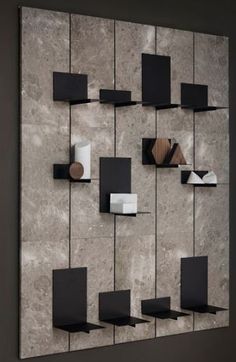 a wall with some shelves on it