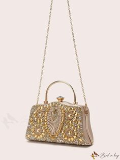 BirdinBag - Glamorous Rhinestone Small Box Bag - Ideal Bridal Purse for Weddings, Proms, and Events Glamorous Crystal Clutch For Prom, Glamorous Crystal Evening Bag For Prom, Prom Evening Bag Embellished With Crystals, Embellished Crystal Evening Bag For Prom, Crystal Embellished Evening Bag For Prom, Prom Crystal Evening Bag Embellished, Glamorous Embellished Bags For Prom, Glamorous Rhinestone Bags For Prom, Elegant Gold Bag For Prom