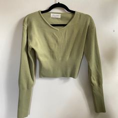 Cropped Green Sweater. New Never Worn From A Seoul Brand. Fits Like A Xs/S Capsule Wardrobe Essentials, Green Sweater, Cropped Sweater, Capsule Wardrobe, Sage Green, Wardrobe Essentials, Seoul, Sweaters For Women, V Neck