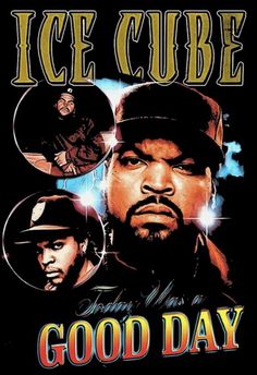 an ice cube poster with the words good day and two men in hats on it