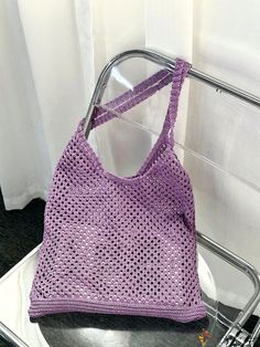 Bird in Bag - Hollow Out Tote Bag, Shopping Bag Bird In Bag, Handle Bag, Color Purple, Top Handle, Top Handle Bag, Tote Bag, Purple, Pattern, Color