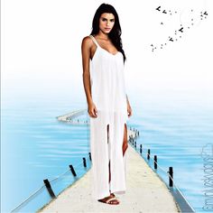 A Gorgeous Dress By Rvca Sold By Revovle. Truly A Beauty. Perfect For Day Or Evening, Dress Up Or Down, In A Beautiful Antique White! Perfect For Your Next Holiday In The Sun! More Details Pic#4 Thanks Chic Flowy Maxi Dress For Poolside, Casual Maxi Dress For Beach Wedding, Spring Beachwear Maxi Dress For Beach Wedding, White Maxi Length Cover-up For A Day Out, V-neck Beach Dress For Summer Wedding, Breezy Maxi Sundress For Poolside, Breezy Flowy Poolside Dress, Flowy Breezy Dress For Poolside, Casual Flowy Dress For Beach Wedding