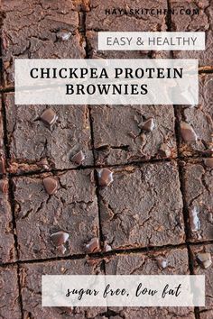 Rich and fudgy Chickpea Protein Brownies for a no sugar, no flour and healthy dessert! Chocolate chickpea brownies use protein powder for sweetness, and are gluten free, low fat and Vegan too! Chick Pea Brownies, Chickpea Protein, Protein Cakes, Healthy Protein Desserts, Chickpea Brownies, Chickpeas Protein, No Bake Protein Bars, Cake Mix Brownies, Brownie Recipes Healthy