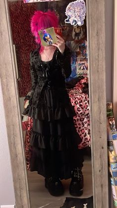 Goth Maxi Skirt Outfit, Wimsey Goth Outfit, New Rock Outfit, Street Goth, Alt Clothes, New Rock, Swaggy Outfits