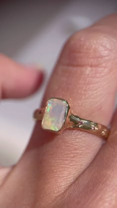 Ethereal Dream Ring | Ethiopian Opal, Ombre Pink Sapphires, 14k Gold – From Isla Yellow Opal Ring, Iridescent Ring, Gold Opal Rings, Wedding Ring Opal, Ethiopian Opal Wedding Ring, Opal Jewellery, Unique Ethiopian Opal Ring, Dainty Ethiopian Opal Jewelry, Ethereal Engagement Ring