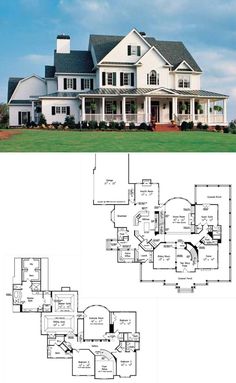 two story house plans with an open floor plan and large front porches on each side