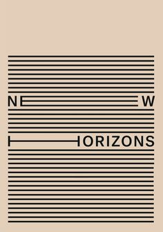 the word horizon written in black and white on a beige background with horizontal lines that are parallel to each other