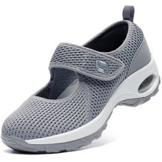 a women's gray and white athletic shoe