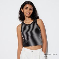 Ribbed Cropped Bra Sleeveless Top | UNIQLO US Uv Protection Clothing, Chino Joggers, Healthy Style, Uniqlo Tops, Top Tank, Tank Top Camisole, Styling Ideas, Bra Top, Bra Women