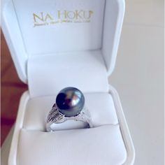 Ring , Tahitian Pearl With Diamonds. Size 7 Beautiful - As A Wedding Ring Or Just For A Beautiful Statement Ring. Never Worn. Travel To Tahiti, Purchased Pearls For Jewelry And Diamond Setting On Band. Beautiful! Tahitian Pearl Fine Jewelry For Wedding, Fine Jewelry Tahitian Pearl For Wedding, Tahitian Pearl Wedding Ring Jewelry, White Gold Tahitian Pearl Jewelry For Anniversary, Tahitian Pearl Jewelry With Diamond Accents For Wedding, Tahitian Pearl Rings For Weddings, Tahitian Pearl Wedding Rings In Fine Jewelry Style, Tahitian Pearl Wedding Rings, Tahitian Pearl Wedding Rings Fine Jewelry