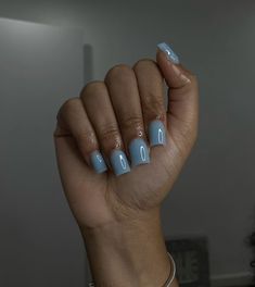 Blue Nails Prom, 4 Of July Nails, Nails Photoshoot, Photoshoot Nails, Nails Hoco, Solid Color Acrylic Nails, Hoco Nails, Blue Acrylic Nails, Drip Nails