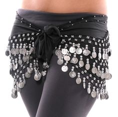 Black & Silver Hip Scarf by  on Bellydance.com History Clothes, Belly Dance Scarf, Diy Group Halloween Costumes, Belly Dance Hip Scarf, Clueless Costume, Dancing Outfits, Cute Group Halloween Costumes, Hip Scarf, Belly Dance Outfit