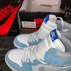 Sold Out Limited Edition Air Jordan 1 Retro High Og Who’re/Blue High Top No Creases Brand New Nike Light Blue High-top Sneakers For Streetwear, Light Blue Nike High-top Sneakers For Streetwear, Nike Light Blue High-top Sneakers For Sports, Light Blue High-top Jordan Shoes For Streetwear, Nike Custom Sneakers In Light Blue, Nike Custom Sneakers With Boost Midsole In Light Blue, Nike Air Trainer Huarache, Nike Shoes Air, Blue High Tops