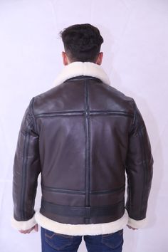 Product Specifications: External: Real Leather Internal: Soft Shearling Lining Collar: Shirt Style Collar Front: Zipper Fastening Cuffs: Zipper Cuffs Waist: Belted Pockets: Two Outside And Two Inside Color: Distressed brown Winter Leather Jacket With Contrast Collar And Long Sleeves, Fitted Shearling Leather Jacket With Faux Fur Trim, Fitted Shearling Leather Jacket, Fitted Long Sleeve Shearling Leather Jacket, Classic Fitted Shearling Leather Jacket, Black Leather Jacket With Contrast Collar For Winter, Fitted Brown Shearling Leather Jacket, Fitted Sheepskin Leather Jacket With Faux Fur Lining, Leather Jacket With Contrast Collar For Winter