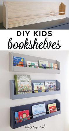 diy kids bookshelves with text overlay that says diy kids bookshelves